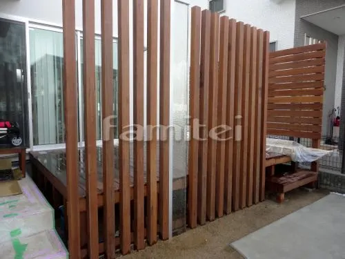 和歌山市　新築オープン外構　ホワイトブロック門柱　YKKエフルージュ1台