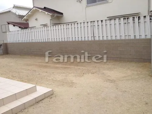 豊中市 塀まわりリフォーム 化粧ブロック ジャスティ ユニソン 物置 イナバ物置