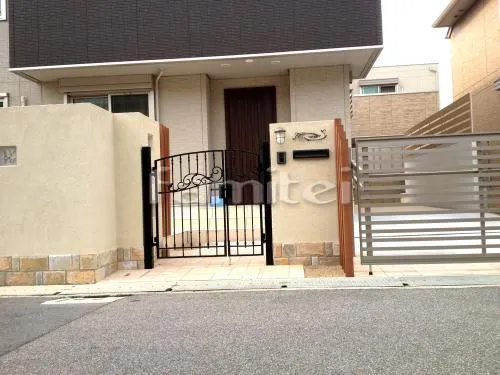 堺市 新築クローズ外構 ワイドオーバードアS型 形材門扉 ユーフォス1型 ゼロフランジライト