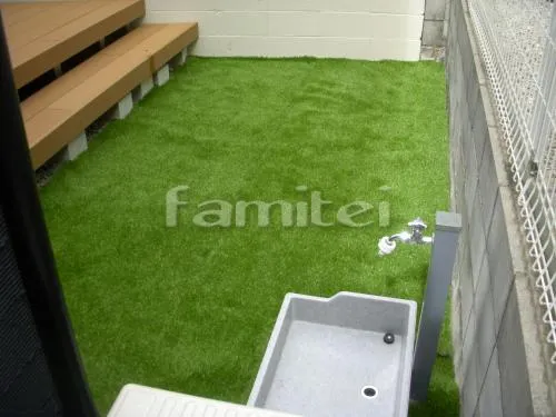 東大阪市 新築オープン外構 ウッドデッキ リウッドデッキ YKK 機能門柱 ステイムAJタイプ