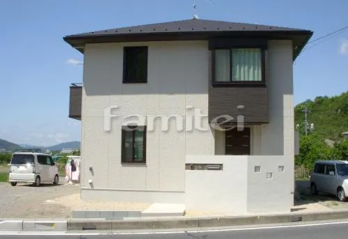 蒲生郡安土町 新築オープン外構 ガラスブロック門柱 ベルアート塗装仕上げ