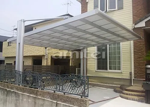 香芝市 門まわり 車庫まわりリフォーム カーポート 4G2台ワイド 三協