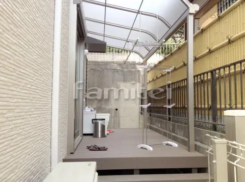 堺市 新築セミクローズ外構 生垣 プリペット モダン門扉 ジオーナSA型 LIXIL