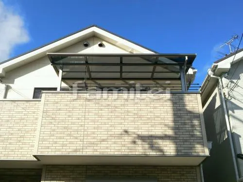 橿原市 エクステリア工事 カーポート LIXILリクシル カーブポートシグマ3 TOSTEMトステム 横2台用(ワイド ツイン) Ｒ型アール屋根 ベランダ屋根 フラットテラス屋根 2階用 Ｆ型 物干し