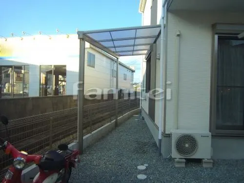 加古川市 エクステリア工事 カーポート YKKAP レイナポートグラン 横2台用(ワイド ツイン) Ｒ型アール屋根 自転車バイク屋根 フラットテラス屋根 1階用 Ｆ型 特殊加工 斜めカット ベランダ屋根 レギュラーテラス屋根 2階用