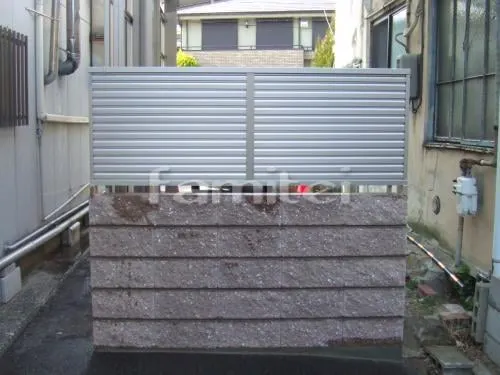 大阪市 エクステリア工事 目隠しフェンス塀 LIXILリクシル プリレオR9型 TOEXトエックス 化粧ブロック ユニソン シャモティ