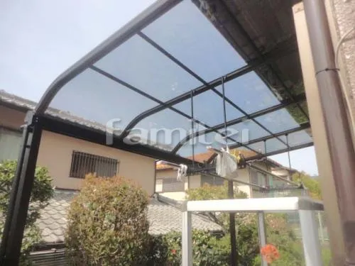 橋本市 エクステリア工事 洗濯干し屋根 レギュラーテラス屋根 1階用 R型アール屋根 物干し