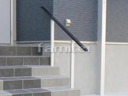 高槻市 外構工事 門柱 アプローチ 手摺り 花壇 駐車場屋根 サイクルポート 土間コンクリート