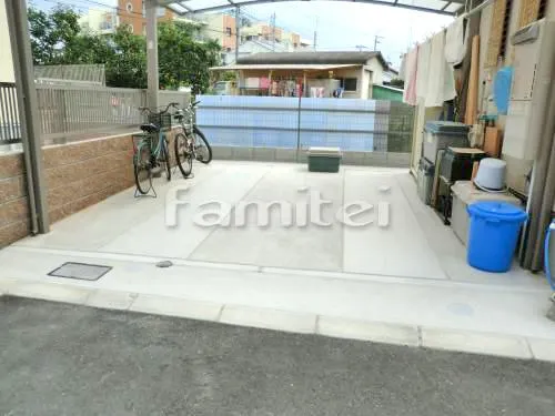 伊丹市 リフォーム外構工事 駐車場ガレージ床 土間コンクリート 伸縮目地