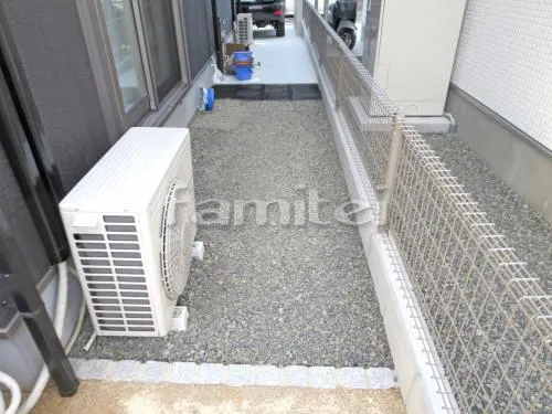 和歌山市 外構工事 玄関まわり アプローチ 門柱 植栽 照明 物置 ガレージまわり 駐車場屋根 土間コンクリート 洗濯干し屋根 立水栓 犬走り 防犯砂利敷き