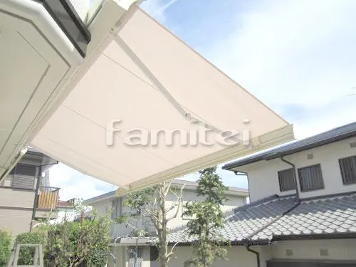 北葛城郡上牧町 リフォーム庭園工事 タイルデッキ アイコットリョーワ マディソン300角 MD-300M-83・88 目隠しフェンス塀 LIXILリクシル プレスタ8型 TOEXトエックス オーニング LIXILリクシル 彩鳥 電動式 TOSTEMトステム