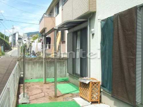 橋本市 エクステリア工事 洗濯干し屋根 レギュラーテラス屋根 1階用 R型アール屋根