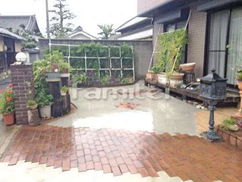 藤井寺市 リフォーム部分工事 駐車場ガレージ床 土間コンクリート レンガ敷き