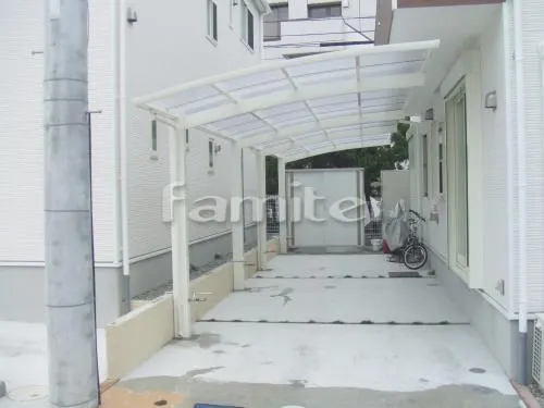 貝塚市 エクステリア工事 カーポート プライスポート 縦2台用(縦連棟) R型アール屋根