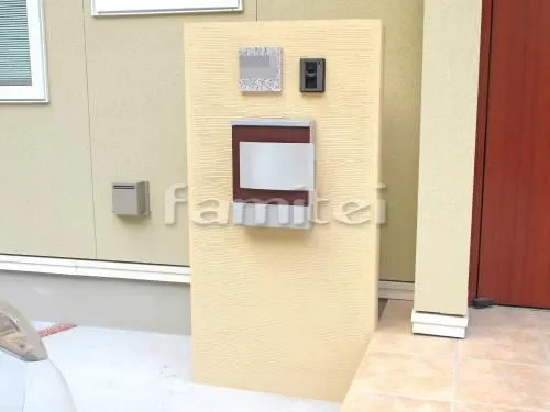 和歌山市 外構工事 新築洋風 オープン外構 門柱 塗り壁 四国化成 パレットHG塗装 郵便受けポスト ユニソン クルム 駐車場ガレージ床 土間コンクリート 樹脂洗い出し目地 ワイズ ストーンパス 洗濯干し屋根 レギュラーテラス屋根 犬走り 防犯砂利敷き バラス砕石 防草シート加工