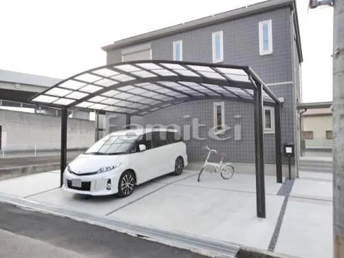 和歌山市 外構工事 新築シンプル オープン外構 玄関アプローチ 郵便受けポスト カーポート 駐車場ガレージ床 土間コンクリート スロープ ガーデンルーム 洗濯干し屋根