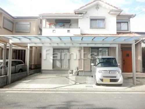 和歌山市 エクステリア工事 カーポート YKKAP エフルージュグラン 横3台用(ワイド トリプル) F型フラット屋根