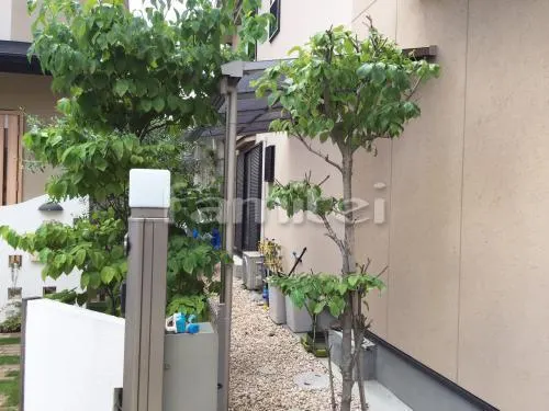 京都市右京区 エクステリア工事 雨除け屋根 フラットテラス屋根 1階用 F型