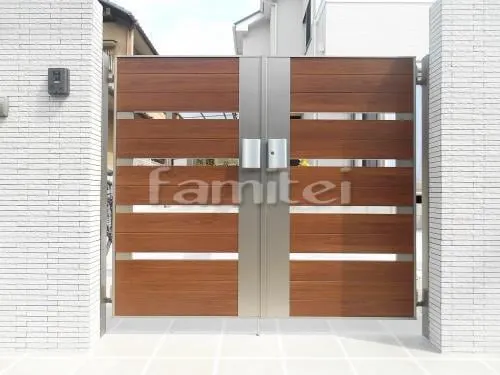 奈良市 リフォームクローズ外構 玄関まわり 門袖  ガラスブロック 照明 表札 ポスト 門扉 アプローチ スロープ フロアハッチ 電動跳ね上げ門扉 カーポート 土間コンクリート サンルーム 芝生 ステップ 砂利