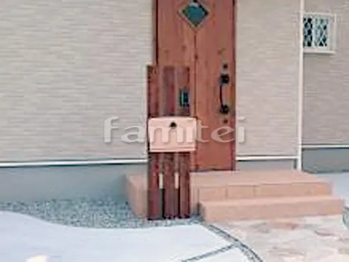 橋本市 外構工事 新築ナチュラル オープン外構 アプローチ 角柱門柱 カーポート 境界フェンス塀 洗濯干し屋根