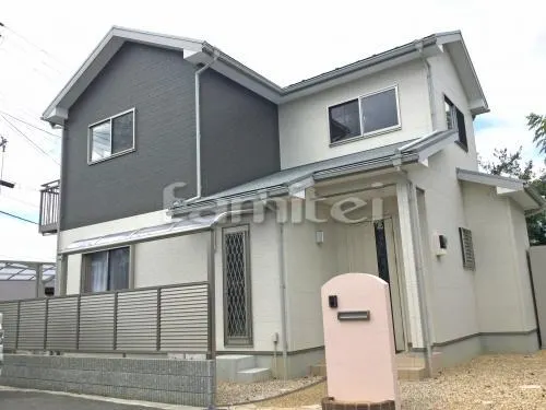 草津市 外構工事 門柱 郵便受けポスト アプローチ カーポート 土間コンクリート 目隠しフェンス塀 雨除け屋根