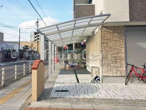 大阪市浪速区 エクステリア工事 カーポート LIXILリクシル ネスカR 縦2台用(縦連棟) R型アール屋根