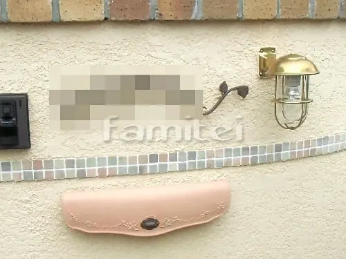 堺市南区 リフォーム外構工事 リフォームナチュラル クローズ外構 門柱 照明 郵便受けポスト 角柱 目隠し 門扉