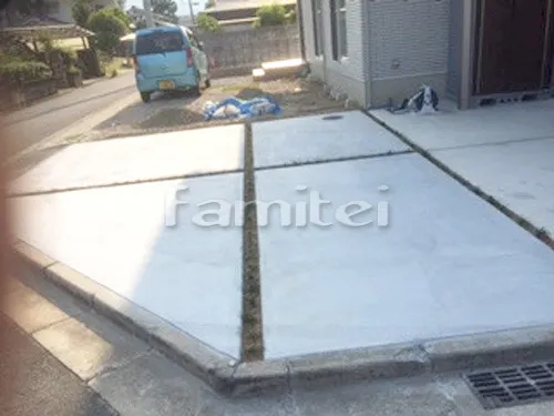 御所市 リフォーム部分工事 駐車場ガレージ床 土間コンクリート 草目地 タマリュウ(リュウノヒゲ)