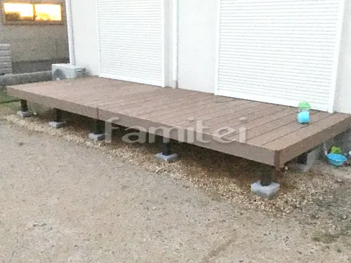 野洲市 エクステリア工事 人工木材ウッドデッキ LIXILリクシル 樹ら楽ステージ(きらら) 樹脂 TOEXトエックス