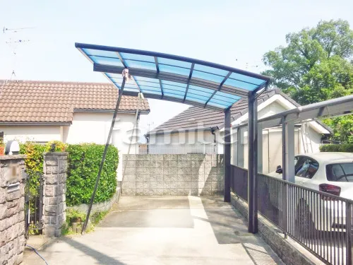 奈良市 エクステリア工事 カーポート YKKAP レイナポートグラン 1台用(単棟) R型アール屋根