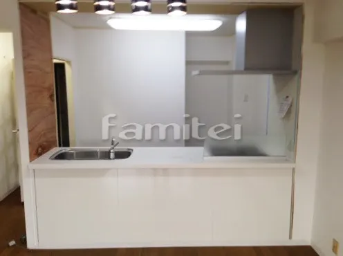 西宮市 水まわり工事 システムキッチン LIXILリクシル シエラ ペニンシュラ対面型 Ｗ243