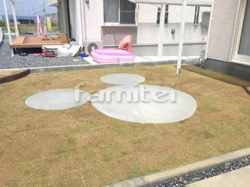 木津川市 リフォーム庭園工事 お庭リフォーム外構 土間コンクリート 花壇 目隠しフェンス 雨除け屋根 立水栓 サイクルポート ベランダ屋根