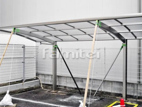 神戸市須磨区 エクステリア工事 カーポート YKKAP レイナポートグラン 1台用(単棟) R型アール屋根