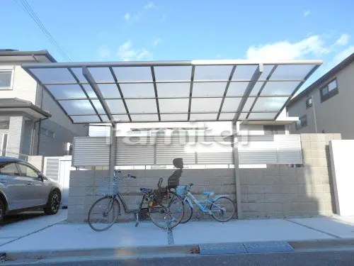 木津川市 エクステリア工事 カーポート LIXILリクシル フーゴR 1台用(単棟) R型アール屋根