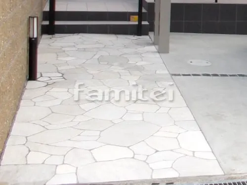 堺市南区 新築シンプル オープン外構 玄関まわり 門柱 ポスト アプローチ 手すり カーポート 土間コンクリート