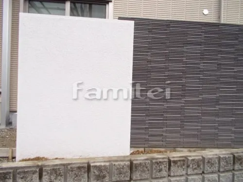 河内長野市 外構工事 アプローチ 植栽 カーポート ウッドデッキ 目隠し塀 坪庭