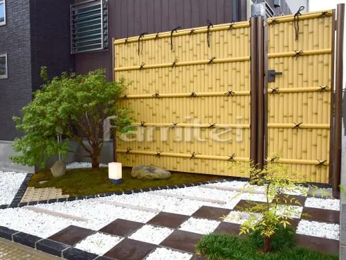 伊都郡かつらぎ町 新築和モダン オープン外構 門柱 アプローチ カーポート 土間コンクリート 目隠し ウッドデッキ 洗濯干し屋根