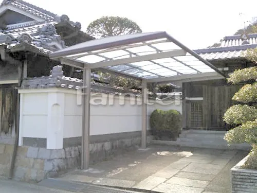 葛城市 エクステリア工事 木製調カーポート LIXILリクシル フーゴAプラス 1台用(単棟) R型アール屋根