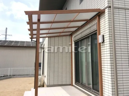 海南市 新築ベーシック オープン外構 門柱 カーポート 土間コンクリート テラス屋根 タイルデッキ