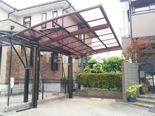 八幡市 エクステリア工事 カーポート YKKAP レイナポートグラン 1台用(単棟) R型アール屋根