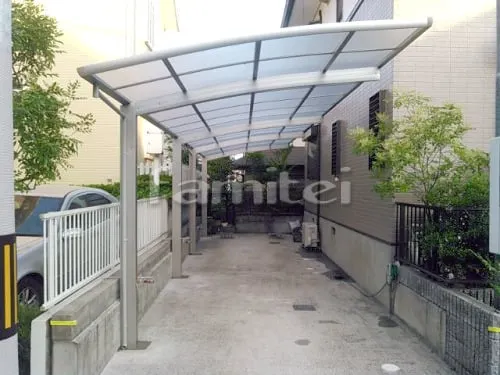 神戸市西区 エクステリア工事 カーポート YKKAP レイナポートグラン 縦2台用(縦連棟) R型アール屋根