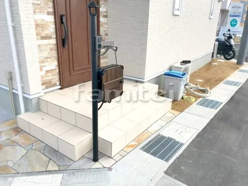 北葛城郡王寺町 新築ベーシック オープン外構 カーポート プライスポート 1台用(単棟) R型アール屋根 特殊加工 斜めカット