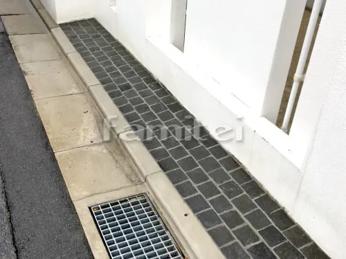 和歌山市 リフォーム部分工事 犬走り 土間コンクリート 道路沿い ピンコロ石貼り