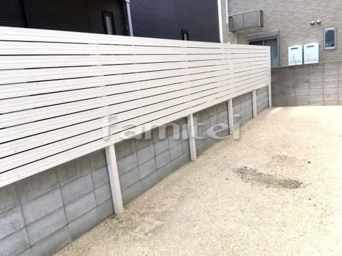 和歌山市 新築ナチュラル オープン外構 門柱 アプローチ 植栽　カーポート 土間コンクリート フェンス