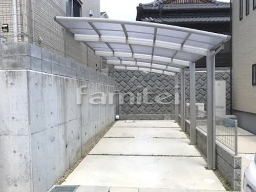 生駒市 エクステリア工事 カーポート YKKAP レイナポートグラン 縦2台用(縦連棟) R型アール屋根