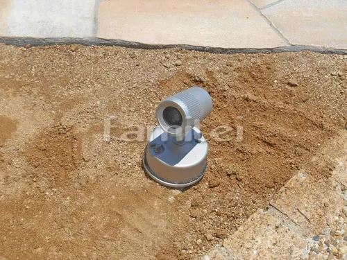 奈良市 玄関まわり 門柱 アプローチ 機能門柱 YKKAP ルシアスポストユニットBW01型 玄関アプローチ 床石貼り 乱形石 石英岩 床洗い出し仕上げ 赤ジャミ 縁石ライン ピンコロ石 植栽灯ガーデンライト照明 TAKASHOタカショー DE-SPOT 100V 広角