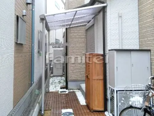 堺市北区 エクステリア工事 洗濯干し屋根 フラットテラス屋根 1階用 F型 物干し