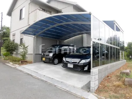 小野市 外構工事 門柱 ポーチ カーポート 土間コンクリート テラス屋根 目隠しパネル