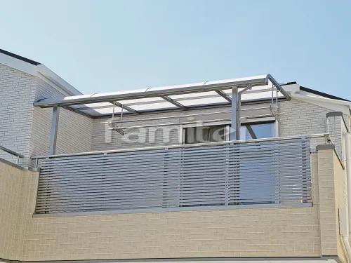 神戸市須磨区 エクステリア工事 ベランダ屋根 LIXILリクシル スピーネ 2階用 R型アール屋根 物干し