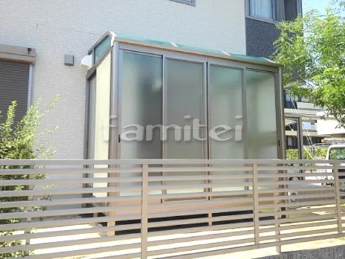 神戸市西区 エクステリア工事 ガーデンルーム 目隠しサンルーム R型アール屋根 網戸